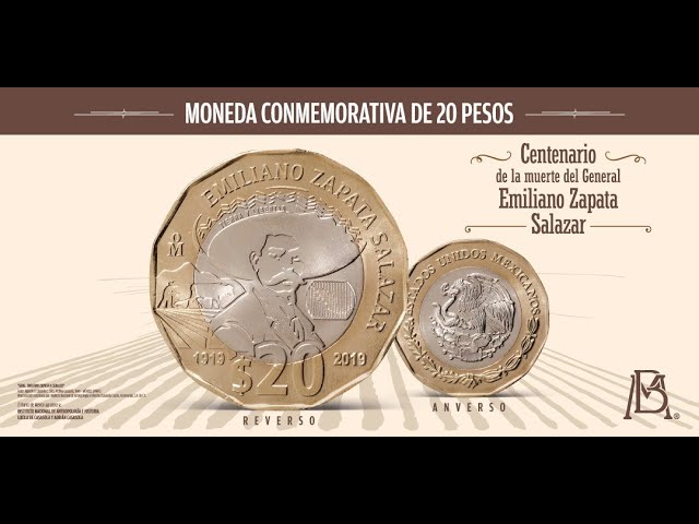 Lanzan moneda conmemorativa de 20 pesos con Emiliano Zapata