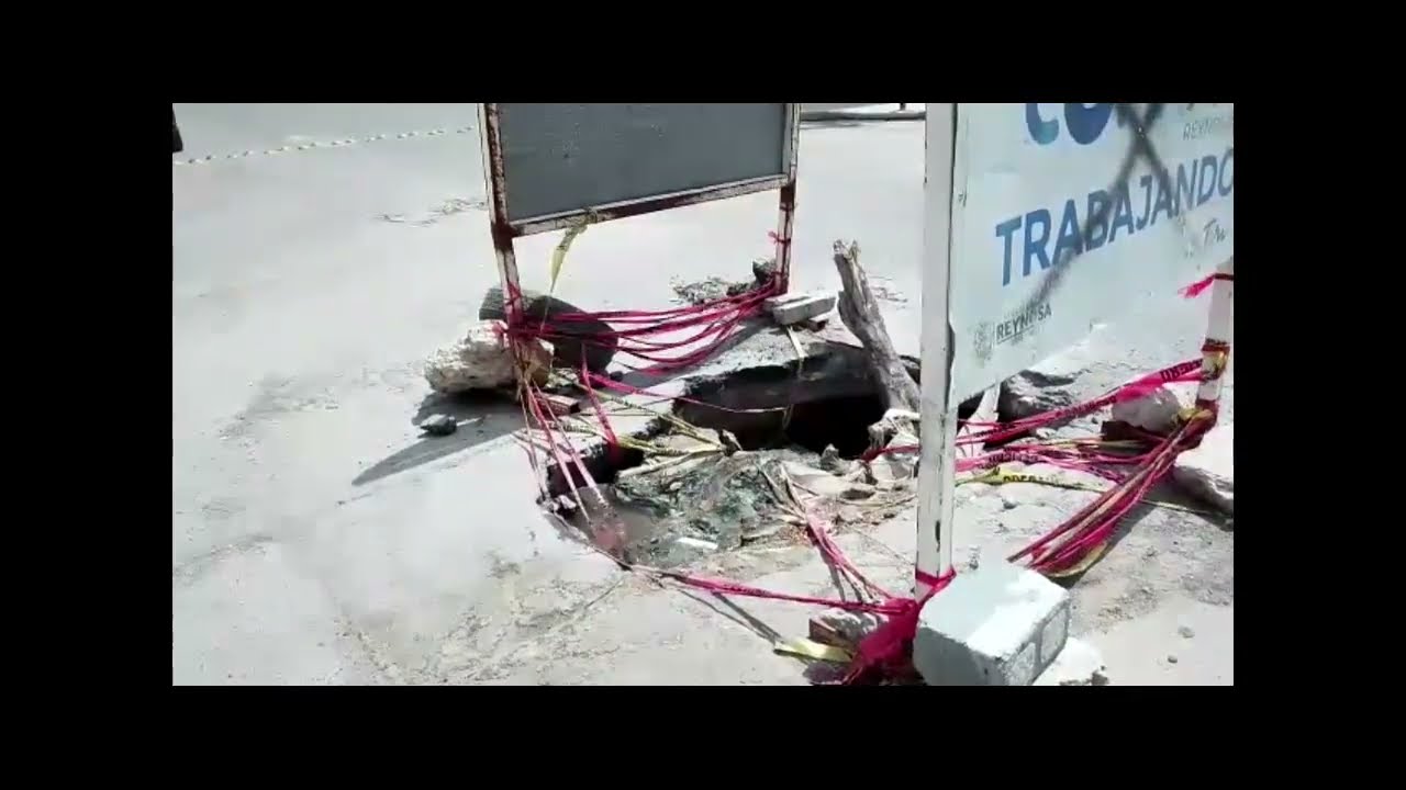 Apuran a Pemex y Comapa para que reparen socavón en Reynosa
