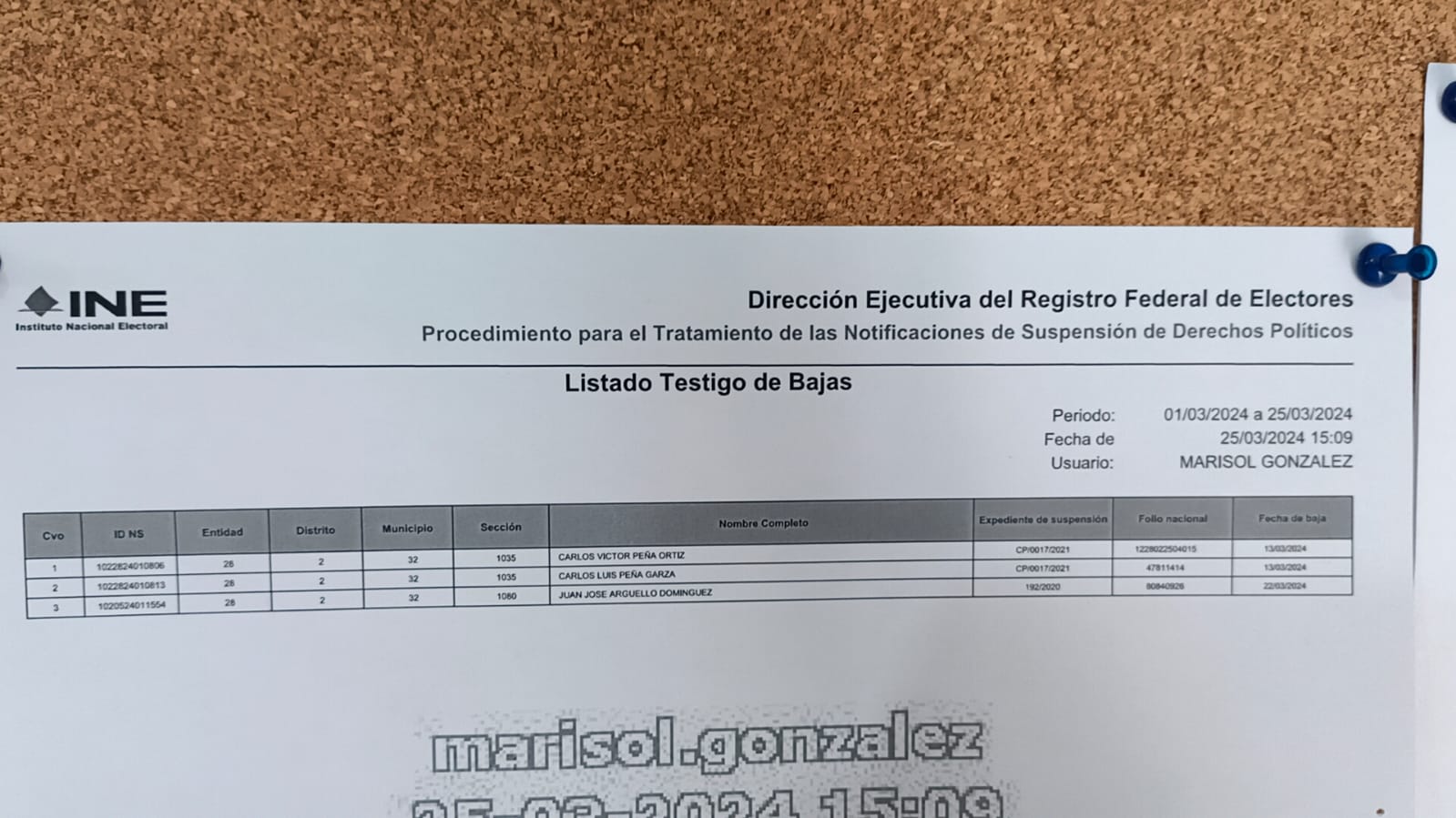 Publica el INE suspensión para Carlos Peña