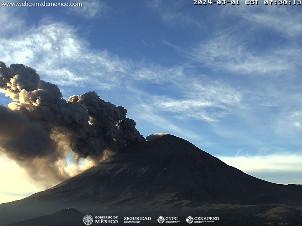 Puebla y Edomex reciben ceniza del volcan Popocatépetl