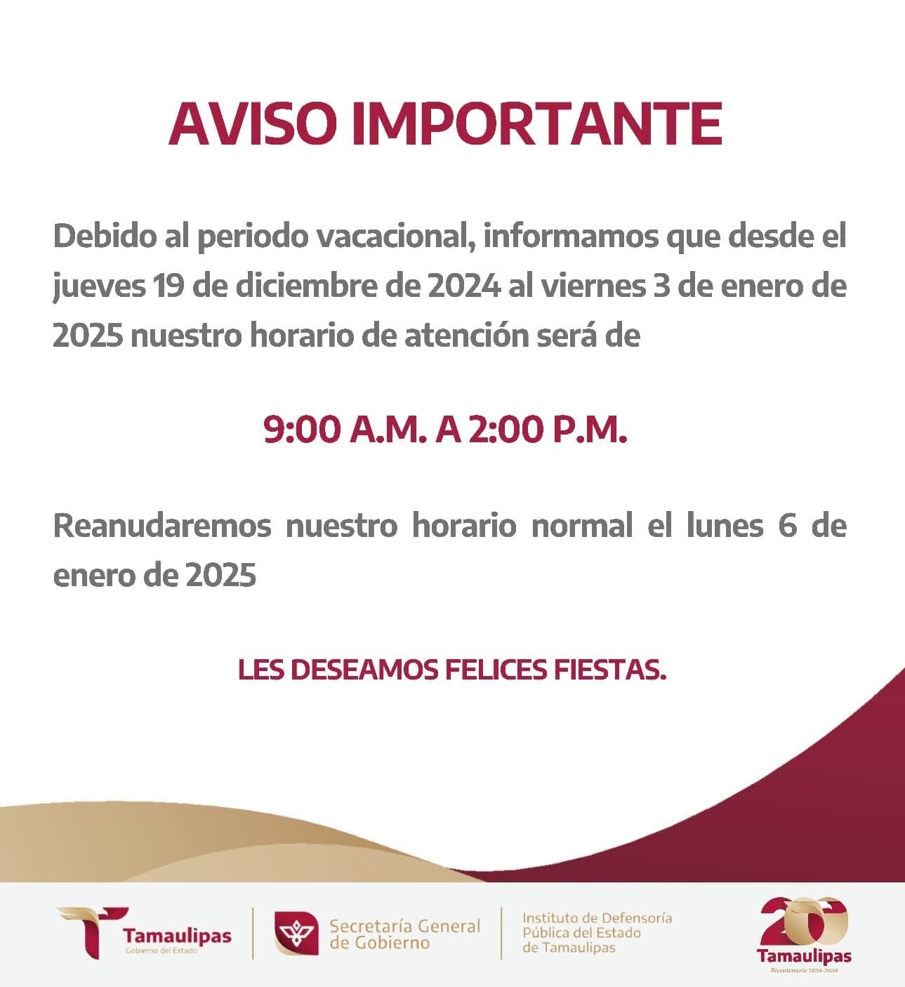 Asegura Instituto de Defensoría Pública atención durante el periodo vacacional
