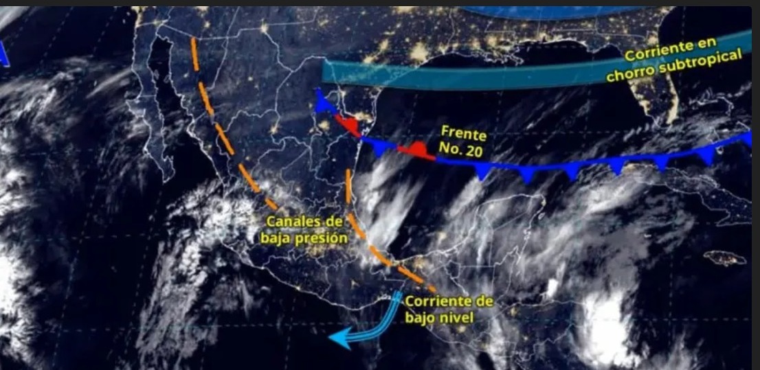 Frente No. 20 ocasionará lluvias y bajas temperaturas en el país