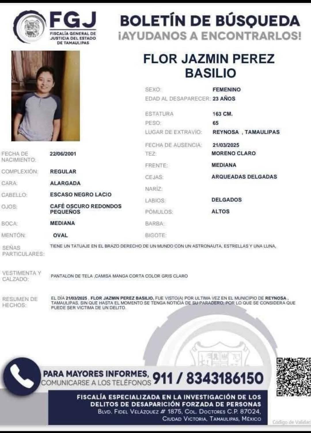 Localizan sin vida a joven reportada como desaparecida en Reynosa
