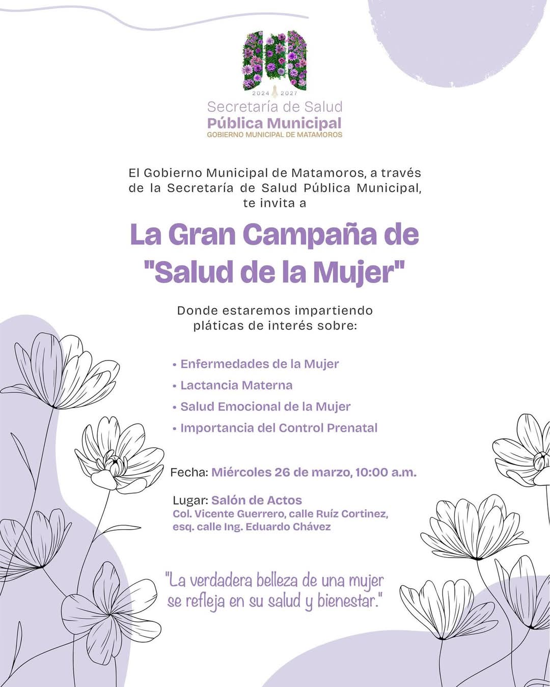 Invitan a la “gran campaña de salud en la mujer”, en Matamoros