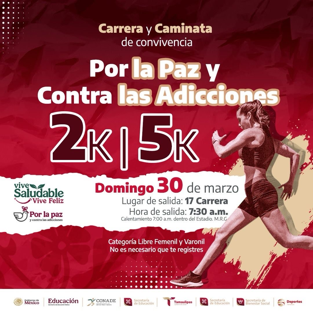 Invitan a caminata y carrera 2K y 5K “Por la Paz y Contra las Adicciones”