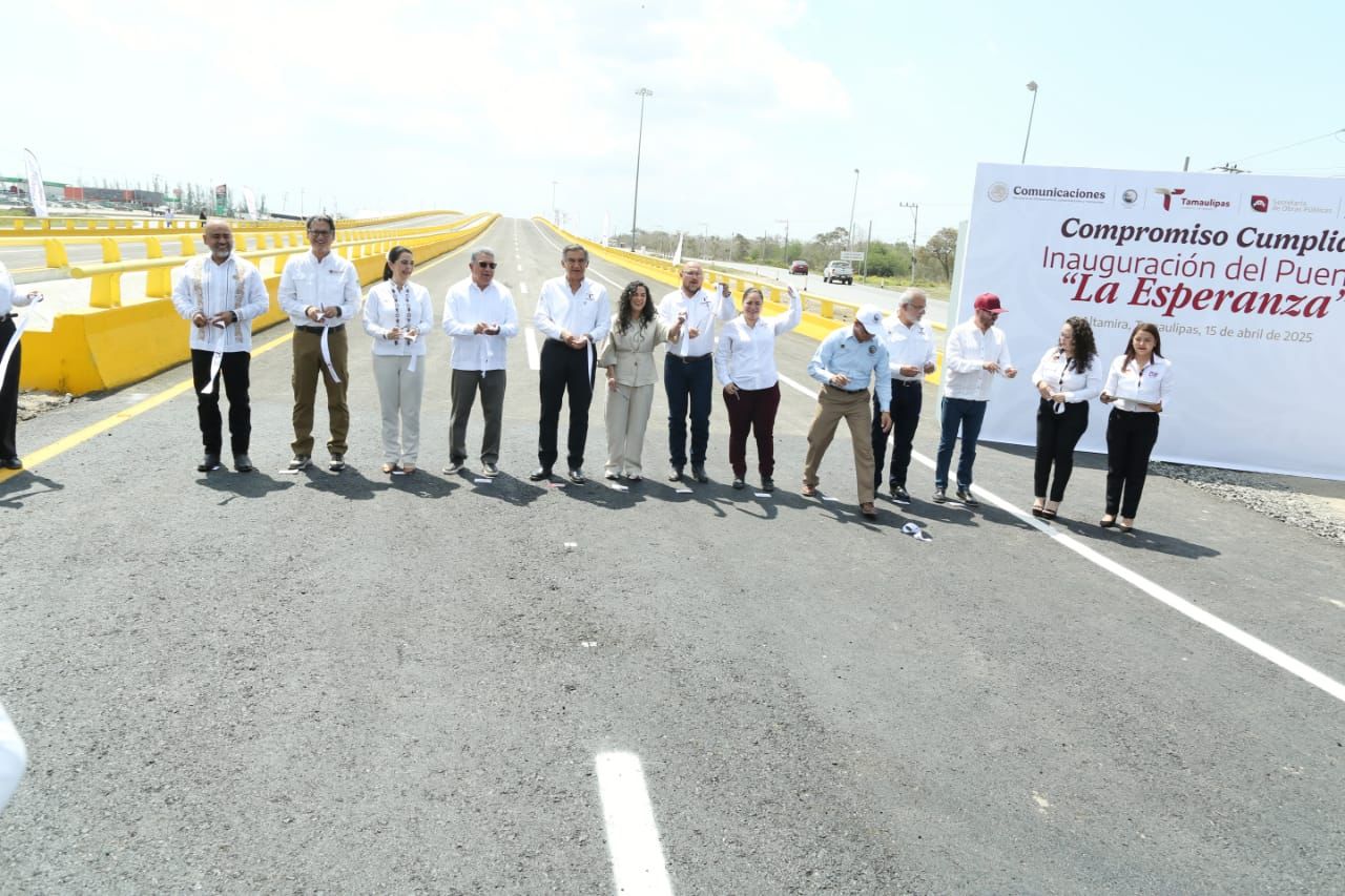 Inaugura Américo nuevo puente La Esperanza, en Altamira