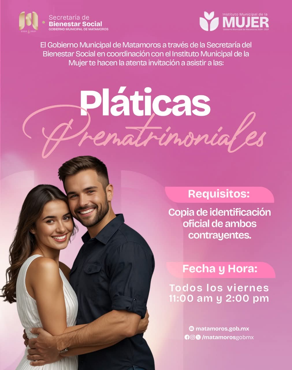 Invita Gobierno municipal a parejas a que acudan a las pláticas prematrimoniales