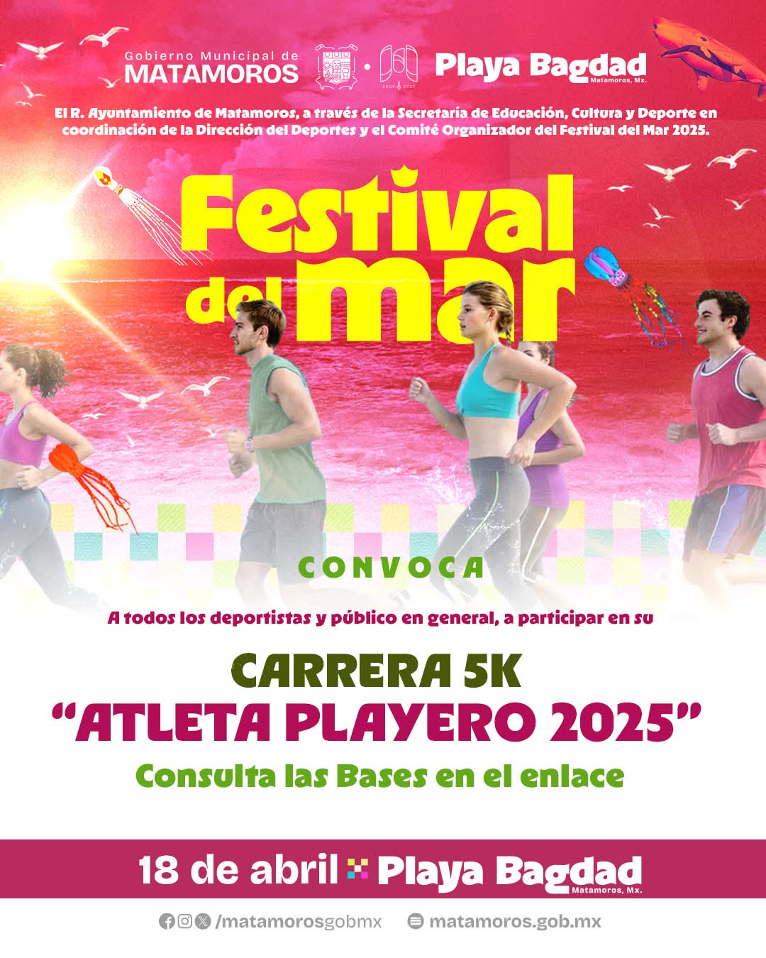 Invita Gobierno Municipal a participar en la Carrera 5K “Atleta Playero 2025”