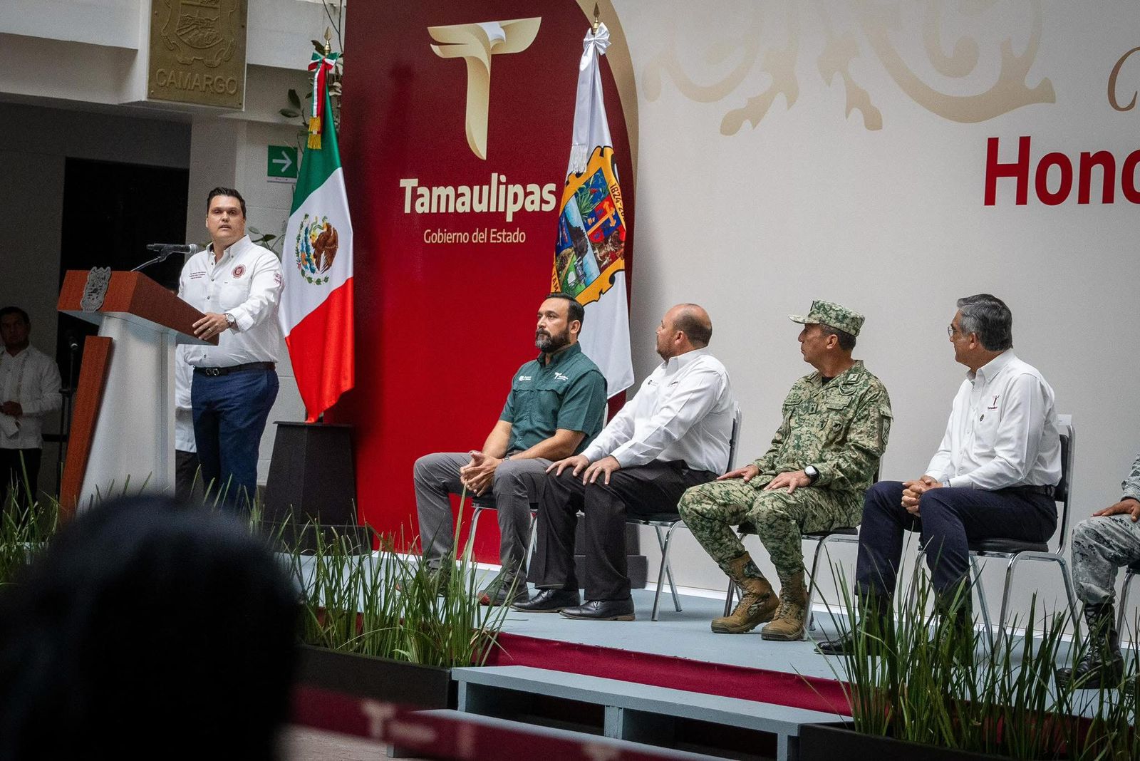 Participa Presidente de la JUGOB en ceremonia cívica, junto al Gobernador de Tamaulipas