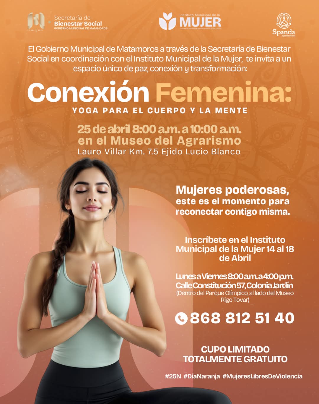 Gobierno de Matamoros invita a mujeres a “Conexión Femenina: Yoga para el Cuerpo y la Mente”