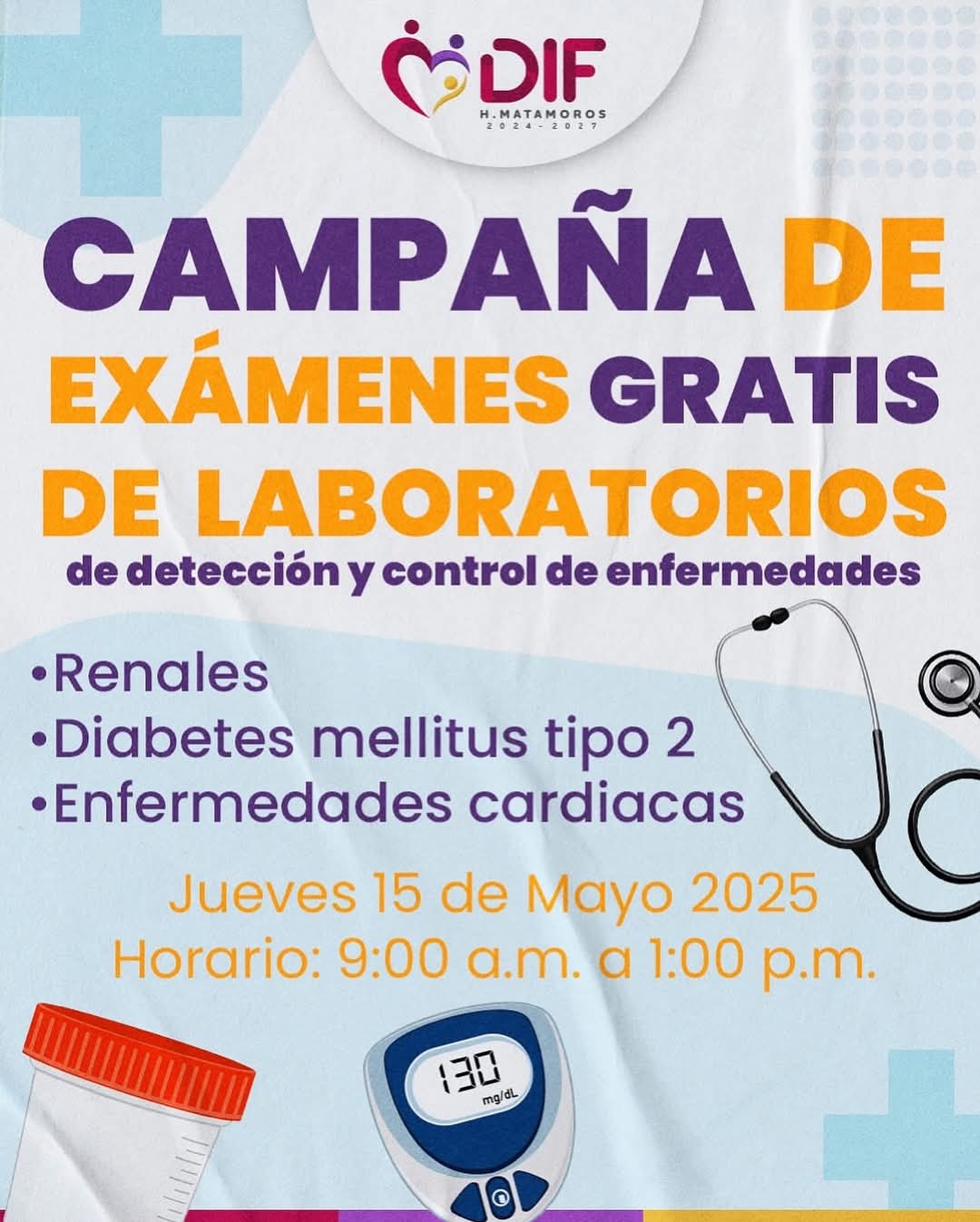 Gobierno municipal y DIF Matamoros harán Campaña Gratuita de Exámenes de Laboratorio