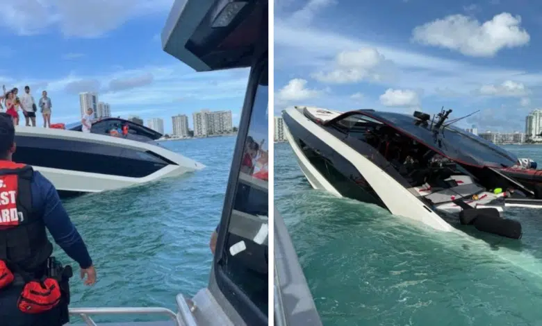 Yate Lamborghini se hunde en Miami con 32 personas a bordo