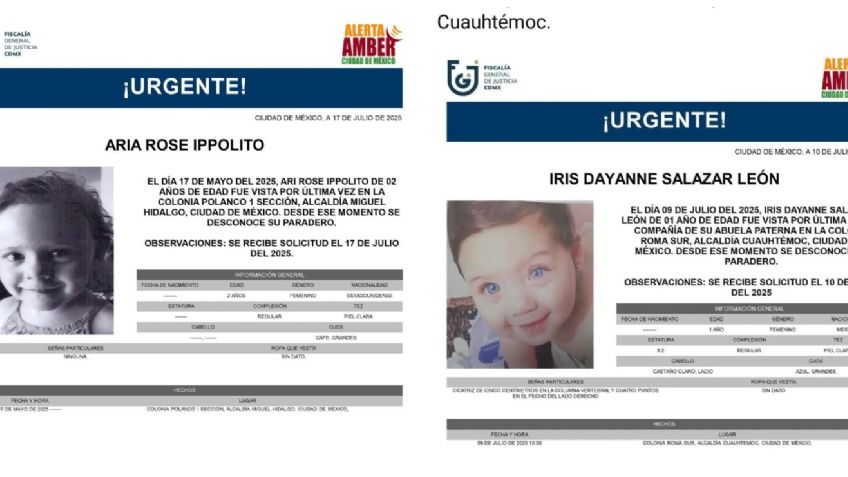 Buscan a dos bebés, Aria Rosa e Iris Dayanne, vistas por última vez en Polanco y la Roma