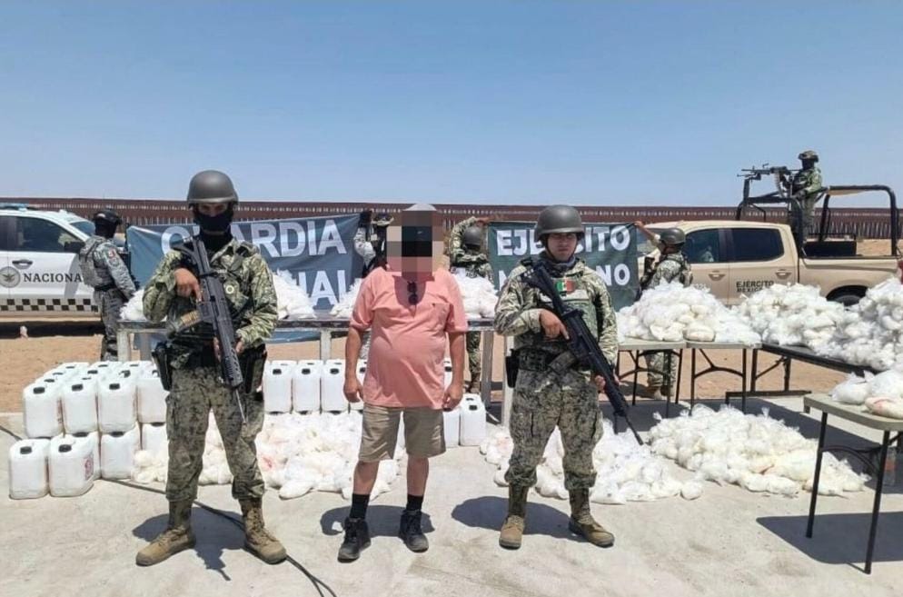 838 kilos de cristal retenidos por las fuerzas federales en San Luis Río Colorado, Sonora