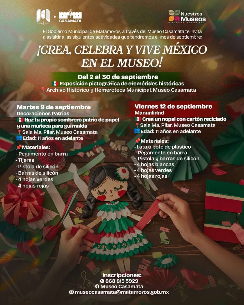 Gobierno de Matamoros y Museo Casamata celebran septiembre con actividades culturales y patrias