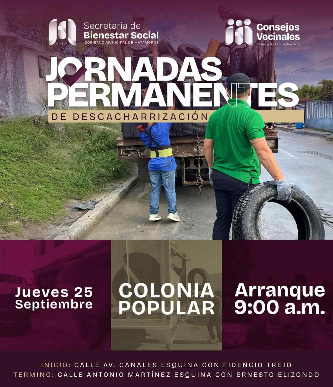 Beto Granados impulsa jornadas de descacharrización en la Colonia Popular