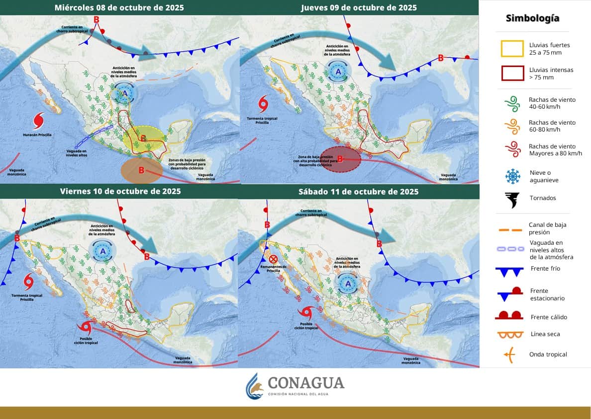 Zona de inestabilidad generará lluvias en Tamaulipas del martes al sábado