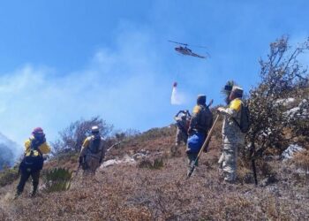Controlado incendio forestal “Puerto del Volcán” en Miquihuana