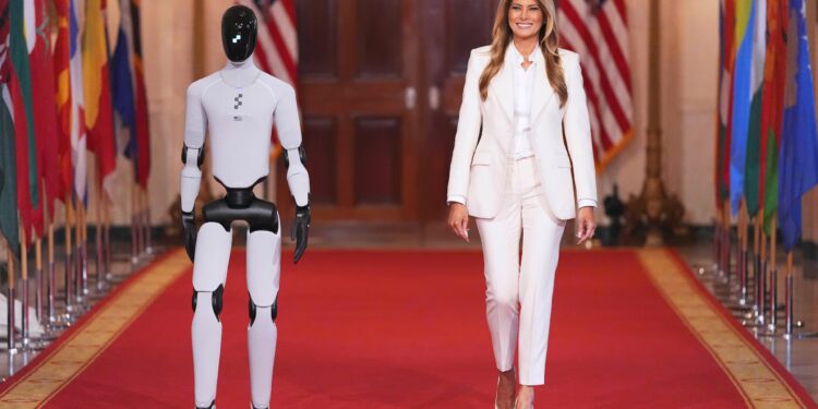 Robot humanoide sorprende en acto encabezado por Melania Trump