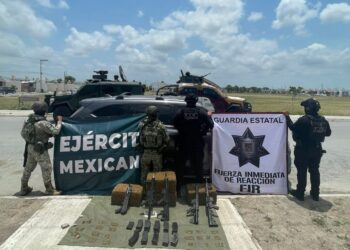 En operativo en Matamoros aseguran arsenal y camioneta robada en EU