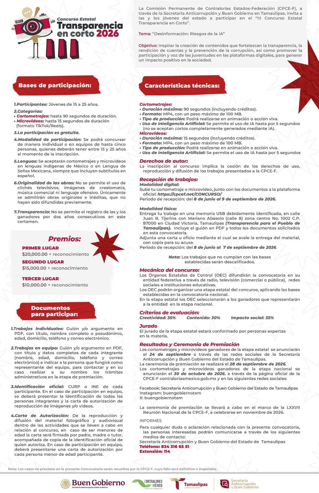 Lanza SABG convocatoria “Transparencia en Corto” tercera edición