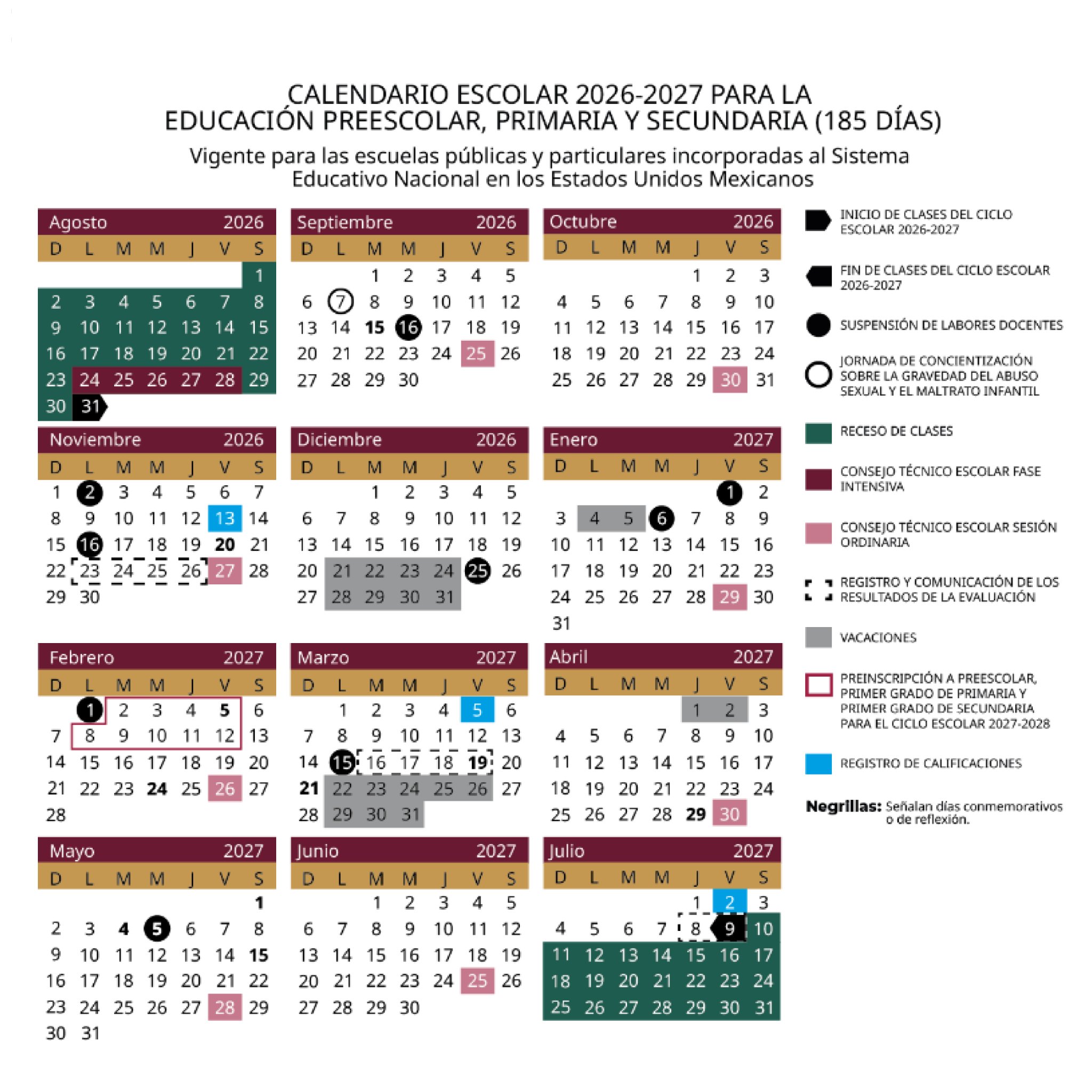 calendario escolar 2026-2027