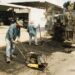 Trabajadores realizan obras de infraestructura y mejoramiento vial en colonias de Matamoros.