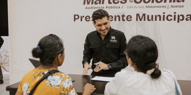 Beto Granados encabezó una nueva jornada de atención directa y servicios municipales para las familias de Matamoros.