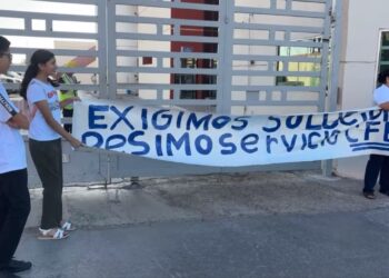 Protesta en CFE Reynosa por apagones en colonia Privadas del Norte