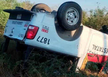 Patrulla de la Guardia Estatal de Tamaulipas volcó en San Fernando