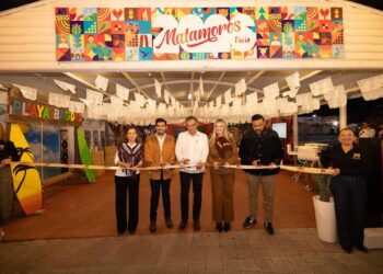Américo Villareal y Alberto Granados inauguran stand de Matamoros en la Feria de Tamaulipas