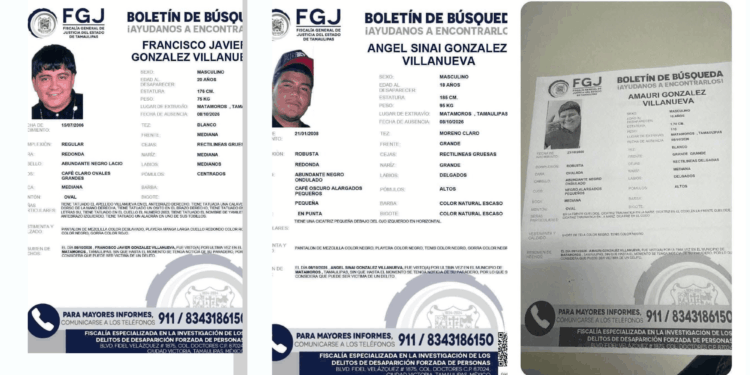 Hermanos González Villanueva son reportados como desaparecidos en Matamoros desde el 8 de octubre