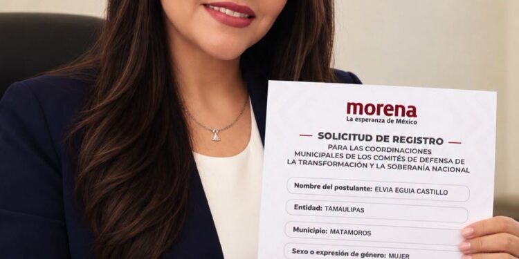 Elvia Eguia se registra para competir por la coordinación municipal de Morena en Matamoros
