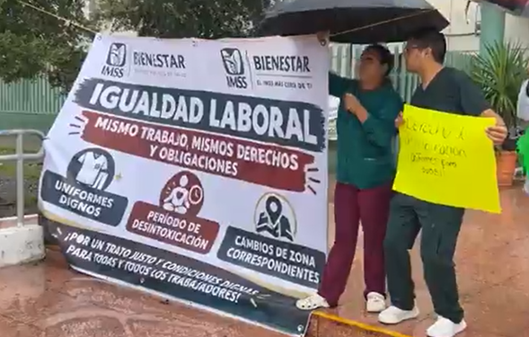 Protestan trabajadores del Hospital General de Matamoros
